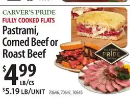Restaurant Depot CARVER'S PRIDE FULLY COOKED FLATS Pastrami, Corned Beef or Roast Beef offer