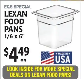 Restaurant Depot LEXAN FOOD PANS offer