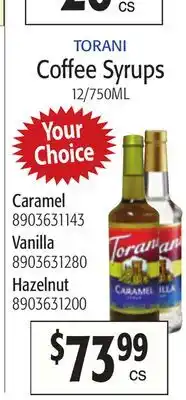 Restaurant Depot TORANI Coffee Syrups offer