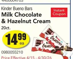 Restaurant Depot Kinder Bueno Bars Milk Chocolate & Hazelnut Cream offer