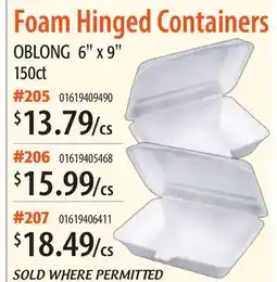 Restaurant Depot Foam Hinged Containers offer