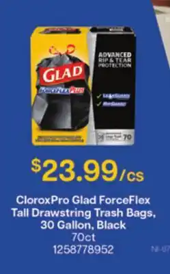Restaurant Depot CloroxPro Glad ForceFlex Tall Drawstring Trash Bags, 30 Gallon, Black offer