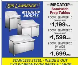 Restaurant Depot SIR LAWRENCE MEGATOP MODELS offer