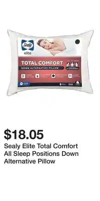 Kohl's Sealy Elite Total Comfort All Sleep Positions Down Alternative Pillow offer