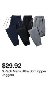 Kohl's 3 Pack Mens Ultra Soft Zipper Joggers offer
