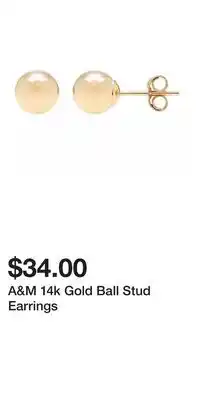 Kohl's A&M 14k Gold Ball Stud Earrings offer