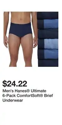 Kohl's Men's Hanes Ultimate 6-Pack ComfortSoft Brief Underwear offer