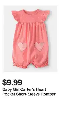 Kohl's Baby Girl Carter's Heart Pocket Short-Sleeve Romper offer