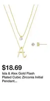 Kohl's Isla & Alex Gold Flash Plated Cubic Zirconia Initial Pendant Necklace & Earring Set offer