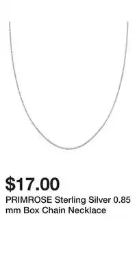 Kohl's PRIMROSE Sterling Silver 0.85 mm Box Chain Necklace offer