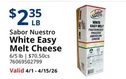 Restaurant Depot Sabor Nuestro White Easy Melt Cheese offer