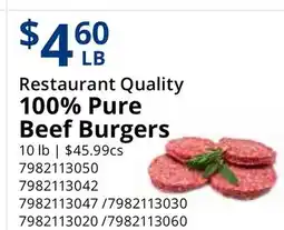 Restaurant Depot Restaurant Quality 100% Pure Beef Burgers offer
