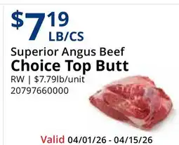Restaurant Depot Superior Angus Beef Choice Top Butt offer