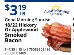 Restaurant Depot Good Morning Sunrise 18/22 Hickory Or Applewood Smoked Bacon offer
