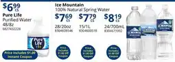 Restaurant Depot Pure Life Purified Water, Ice Mountain 100% Natural Spring Water offer