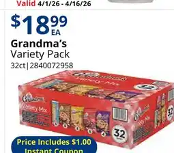 Restaurant Depot Grandma's Variety Pack offer