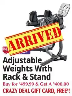 Ocean State Job Lot Adjustable Weights With Rack & Stand offer
