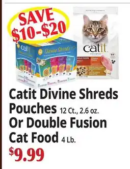 Ocean State Job Lot Catit Divine Shreds Pouches 12 Ct., 2.6 oz. Or Double Fusion Cat Food 4 Lb offer
