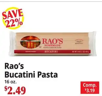 Ocean State Job Lot Rao's Bucatini Pasta offer