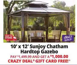 Ocean State Job Lot Sunjoy Chatham 10' x 12' Hardtop Gazebo with Netting offer