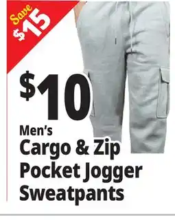 Ocean State Job Lot Men's pines Cargo & Zip a Sol Pocket Jogger Sweatpants offer
