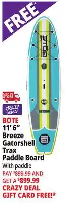 Ocean State Job Lot BOTE 11' x 6 Breeze Gatorshell Trax Paddle Board with Paddle Citron offer