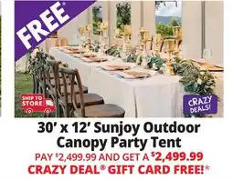 Ocean State Job Lot Sunjoy 30' x 12' Outdoor Canopy Party Tent White offer