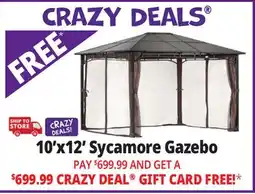 Ocean State Job Lot ShelterLogic 10' x 12' Sycamore Steel Frame Gazebo with Hardtop Roof Dark Coffee offer