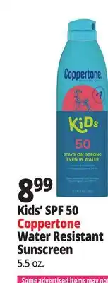 Ocean State Job Lot Kids' SPF 50 Coppertone Water Resistant Sunscreen offer