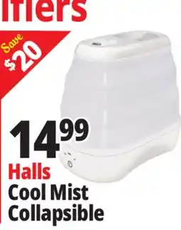 Ocean State Job Lot HALLS Collapsible Cool Mist Humidifier offer