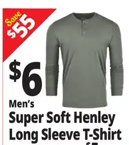 Ocean State Job Lot Men's Super Soft Henley Long Sleeve T-Shirt offer