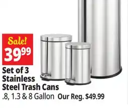 Ocean State Job Lot Set of 3 Stainless Steel Trash Cans offer