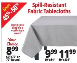 Ocean State Job Lot Spill-Resistant Fabric Tablecloths offer