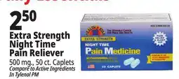 Ocean State Job Lot Health Star Night Time Extra Strength 500 mg Acetaminophen Pain Reliever Caplets 50 Caplets offer