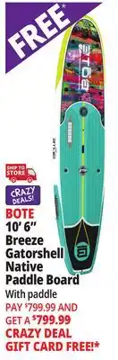 Ocean State Job Lot BOTE 10' x 6 Breeze Gatorshell Native Paddle Board with Paddle Native Spectrum offer