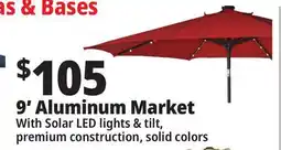 Ocean State Job Lot 9' Aluminum Market Umbrella with Solar LED Lights offer
