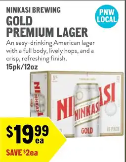 New Seasons Market Ninkasi brewing gold premium lager offer