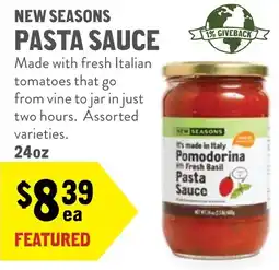 New Seasons Market New seasons pasta sauce offer