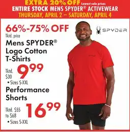 Boscov's Mens SPYDER Logo Cotton T-Shirts offer