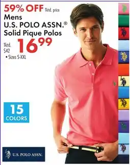 Boscov's Mens U.S. POLO ASSN. Solid Pique Polos offer