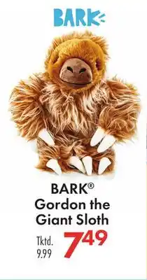 Boscov's BARK Gordon the Giant Sloth offer