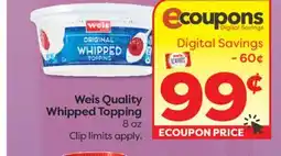Weis Markets Weis Quality Whipped Topping offer