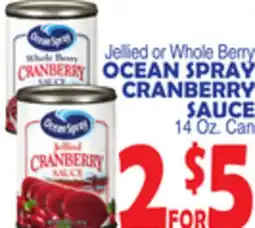 Bravo Supermarkets OCEAN SPRAY CRANBERRY SAUCE offer