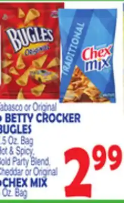 Bravo Supermarkets BETTY CROCKER BUGLES 7.5 Oz. Bag offer