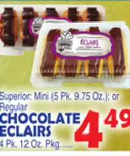 Bravo Supermarkets CHOCOLATE ECLAIRS, 4 Pk. 12 Oz. Pkg offer