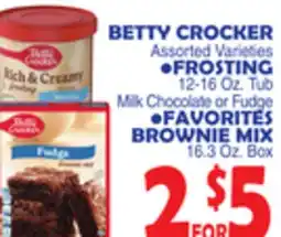 Bravo Supermarkets BETTY CROCKER FROSTING 12-16 Oz. Tub offer