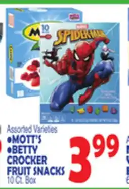 Bravo Supermarkets MOTT'S or BETTY CROCKER FRUIT SNACKS offer