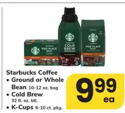 ACME Starbucks Coffee Ground or Whole Bean 10-12 oz. bag Cold Brew 32 fl. oz. btl. K - Cups 6-10 ct. pkg offer