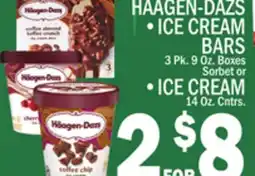 C Town HAAGEN-DAZS ICE CREAM BARS 3 Pk. 9 Oz. Boxes, ICE CREAM 14 Oz. Cntrs offer