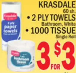 C Town KRASDALE 2 PLY TOWELS, 1000 TISSUE offer